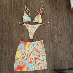 Fashion Nova Vibrant Swirl Bikini Set